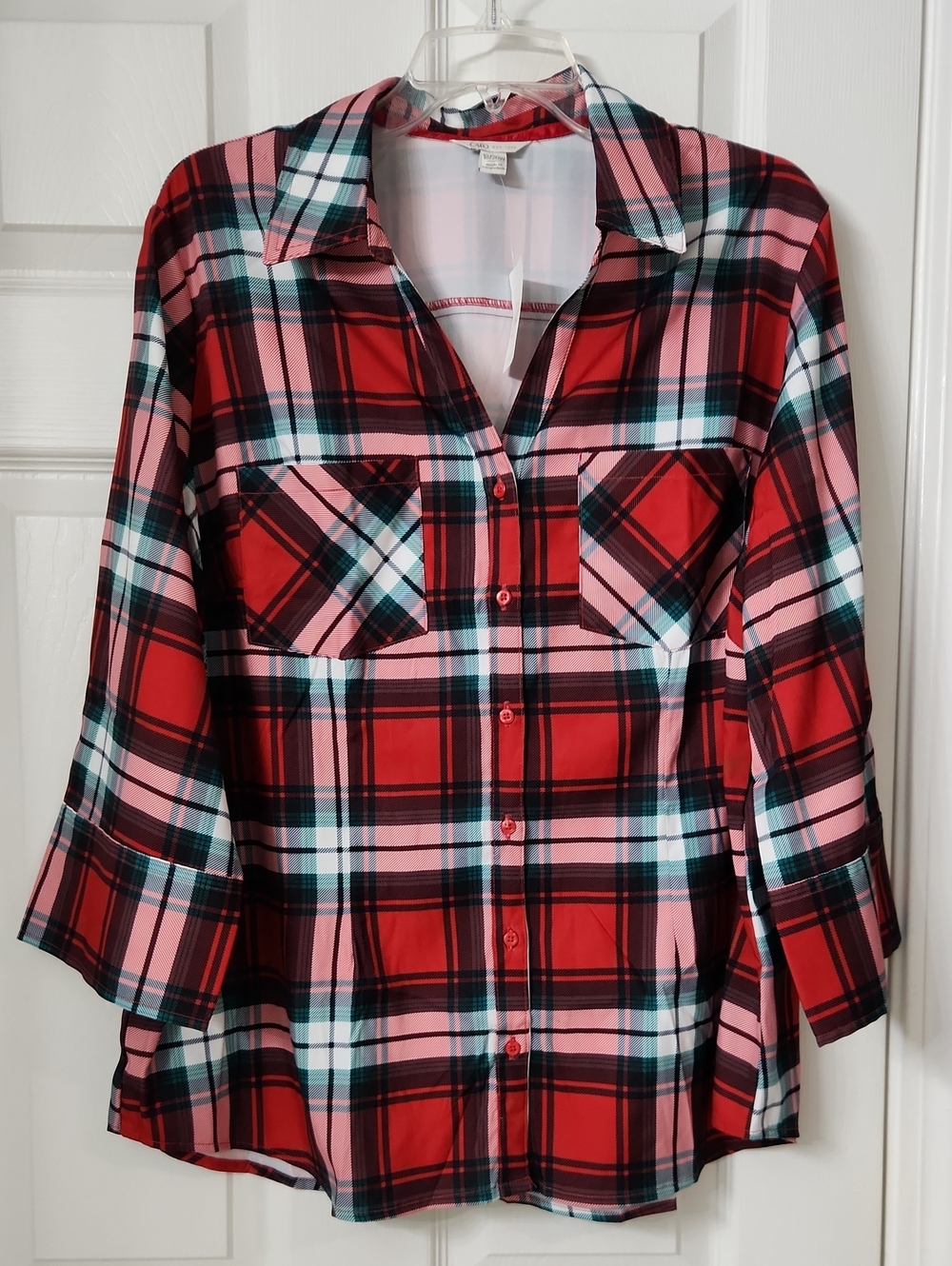 Cato Red & Black Plaid Button-Down Shirt